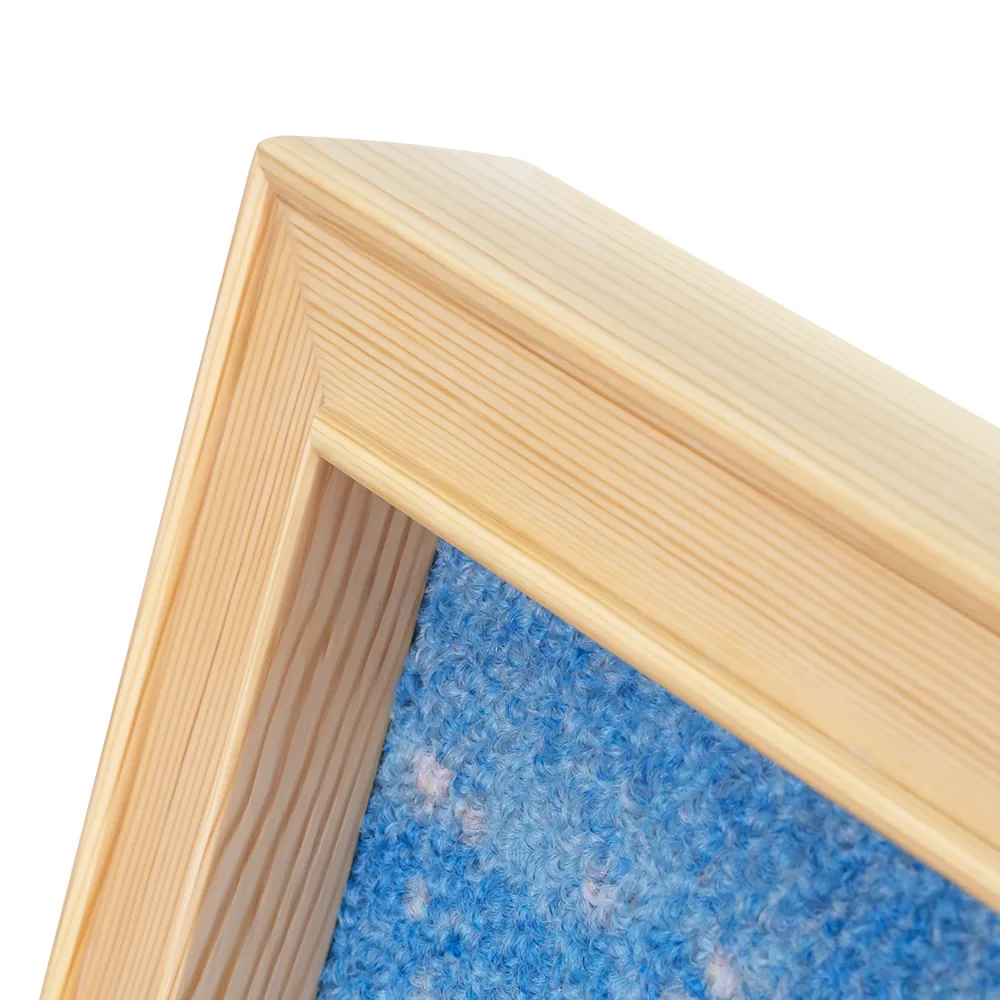 Macro of the mitred pine frame corner